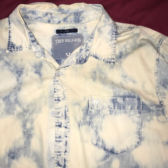Long sleeve button up bleach washed pocket shirt - Picture 2 of 3